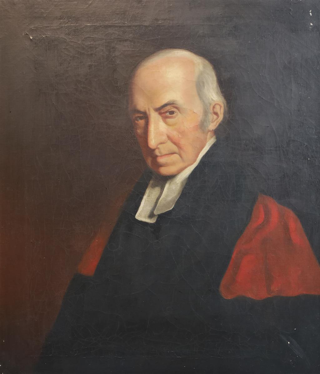 Early 19th century English School, oil on canvas, Portrait of a cleric, 75 x 62cm